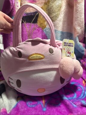 Hello Kitty Pink Plush Character Basket with Bow Charm